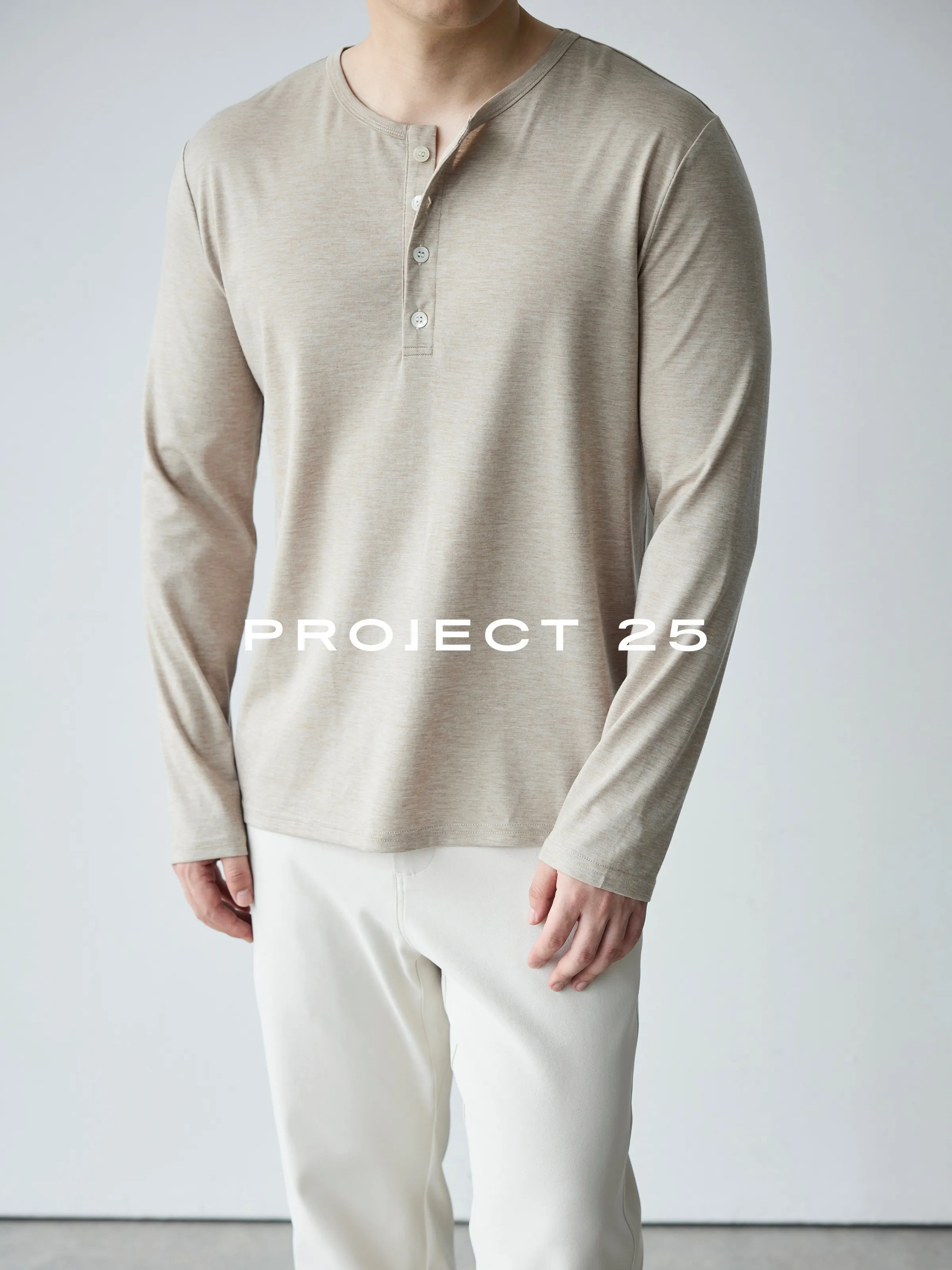 PROJECT 25 Men's Wool Blend 4-Button Henley Long Sleeve Tee | Silky Soft