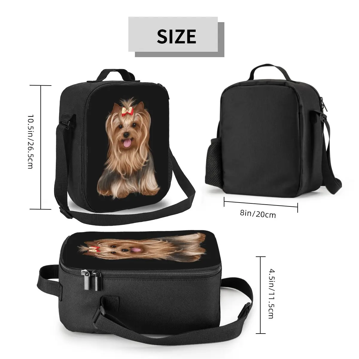 Yorkshire Terrier Yorkie Dog Thermal Insulated Lunch Bags  Portable Lunch Tote for Outdoor Picnic Multifunction Bento Food Box