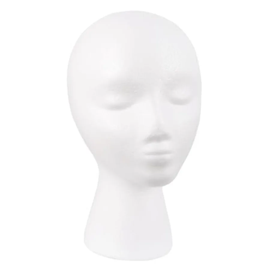 

White Styrofoam Wig Mannequin Head for Female Hair Display Ideal for Hats Hair Accessories Glasses and Halloween DIY Projects L