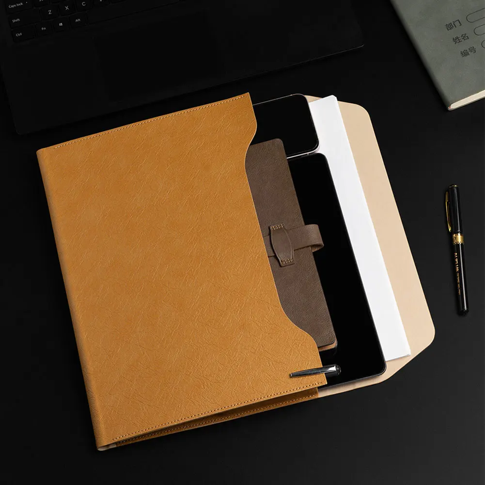 

Multi-pocket A4 Leather Conference Folder Organiser Professional For Business, Meeting & Study. Home/cOffice Archiving
