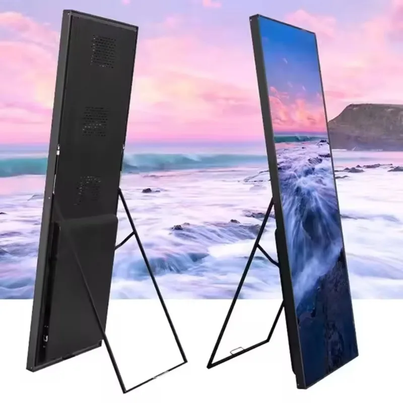 Portable Standing Light Emitting Diode Mirror Display Wall Video Advertising Digital Electronic Stand Poster Display