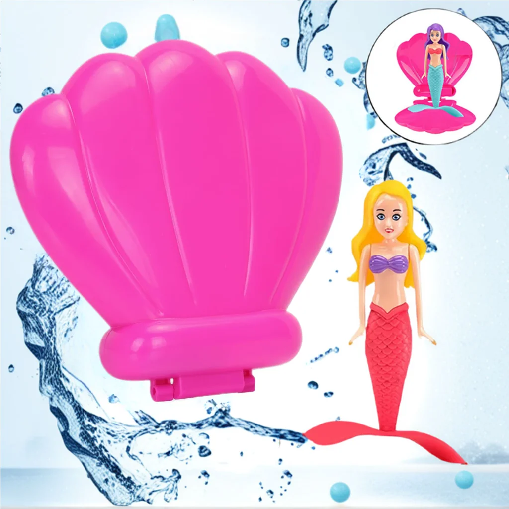 

Random 1/2PCS Mermaid Pool Bath Toy with/no Cute Shell Spin Princess Float Swimming Water Children/Adult Game Summer Beach Gift