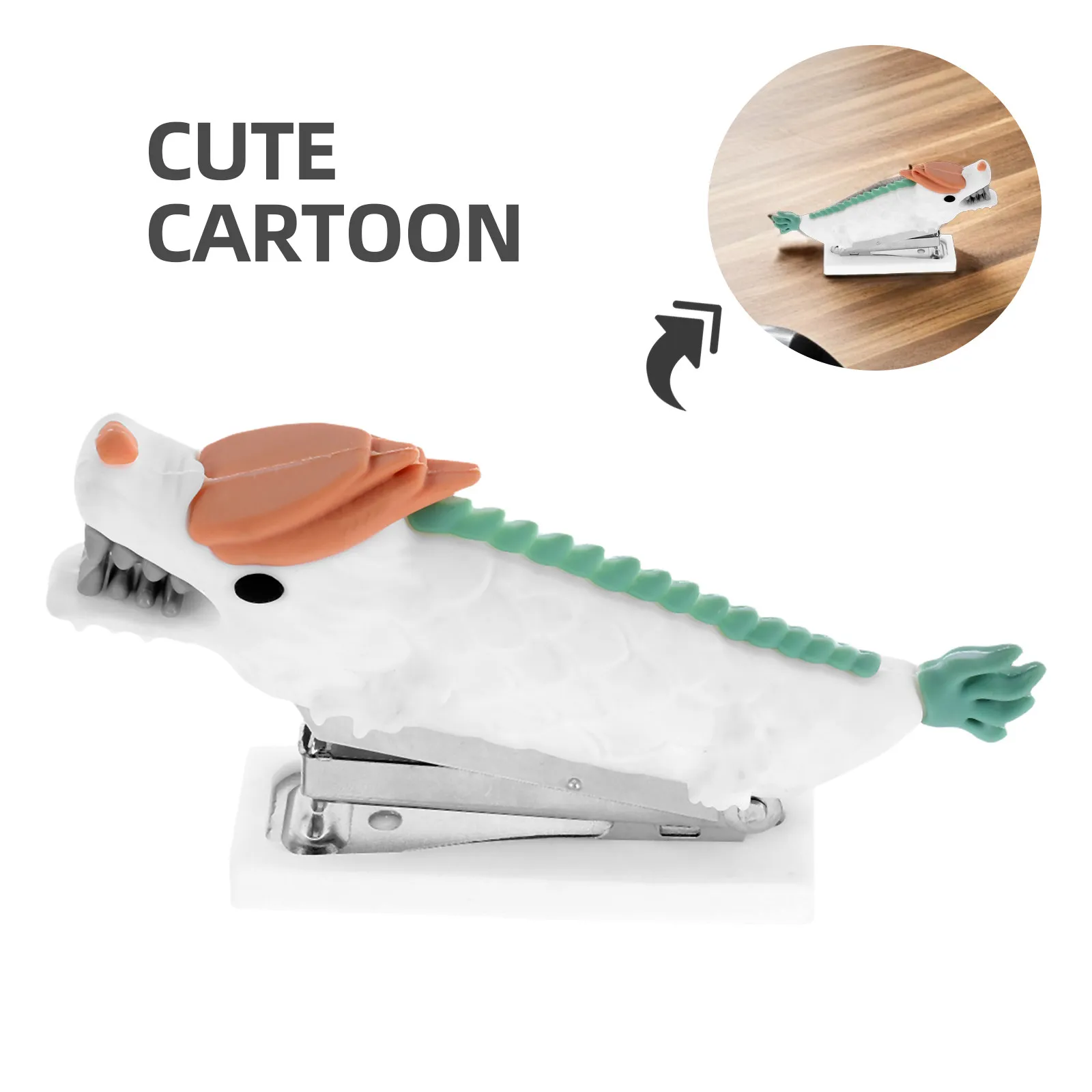 Mini Cute Dragon Stapler Kawaii Cartoon Design Portable Compact Hand Stapler for Desk Office Study Classroom Students