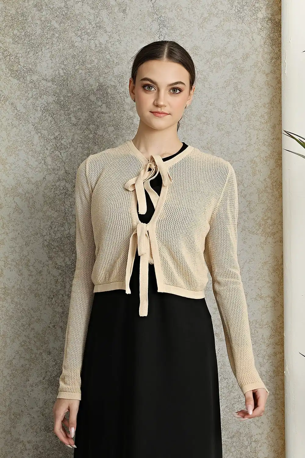 2025 Mail's Women Long Sleeve Knit Cardigan with Bows Woman Sleeve Dress Matching Cardigans