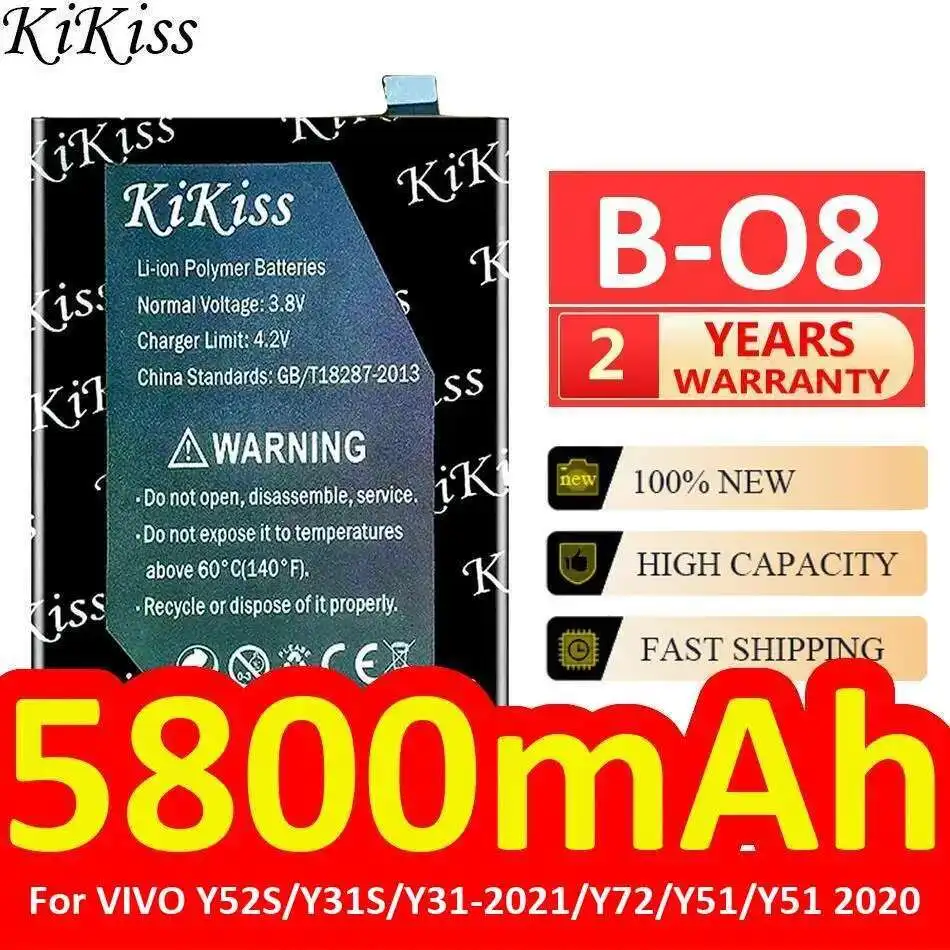 

Mobile Phone Battery Premium Replacement B-O8 5800Mah For Vivo Y52S Y31S Y31-2021 Y72 Y51 2020