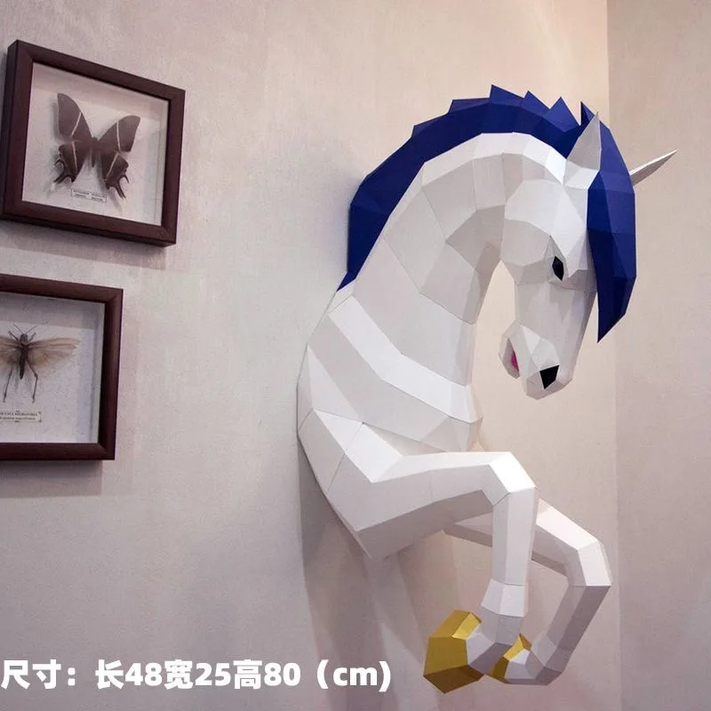

Half-Length Horse 3D Paper Model DIY Home Decor Papercraft Hand Made Low Poly Hanging Origami Hallway Ornament Sculpture Props