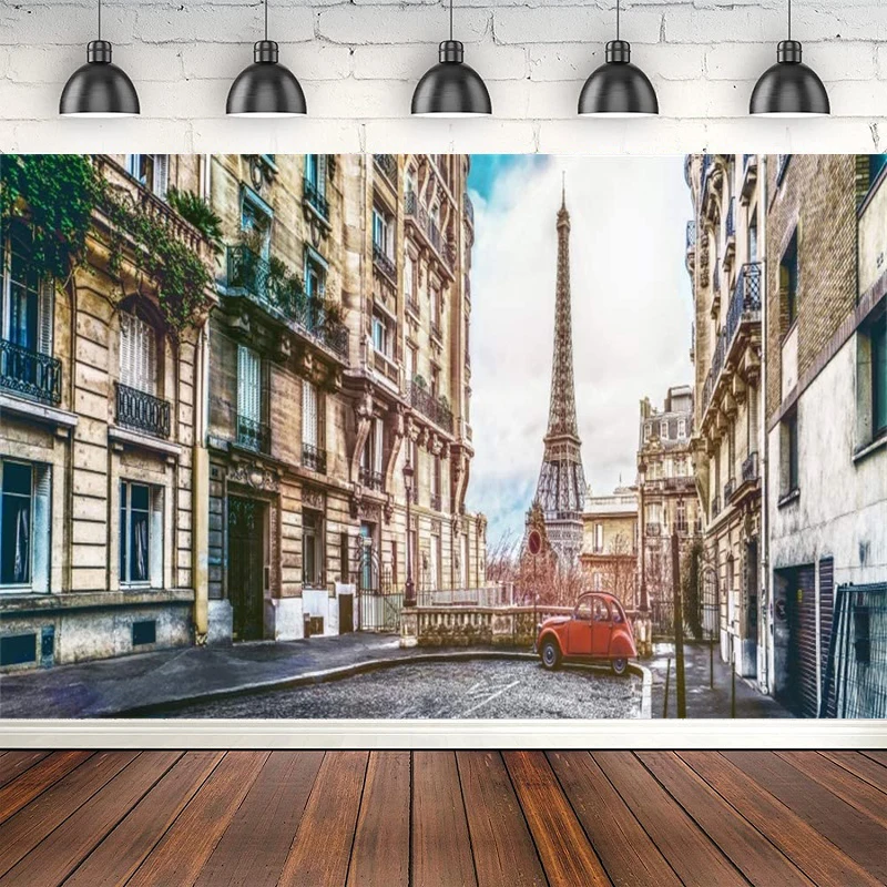 Eiffel Tower Photography Backdrop For Romantic France Paris Old Retro Europe Alley Background Kid Adult Photo Booth Shoot Studio