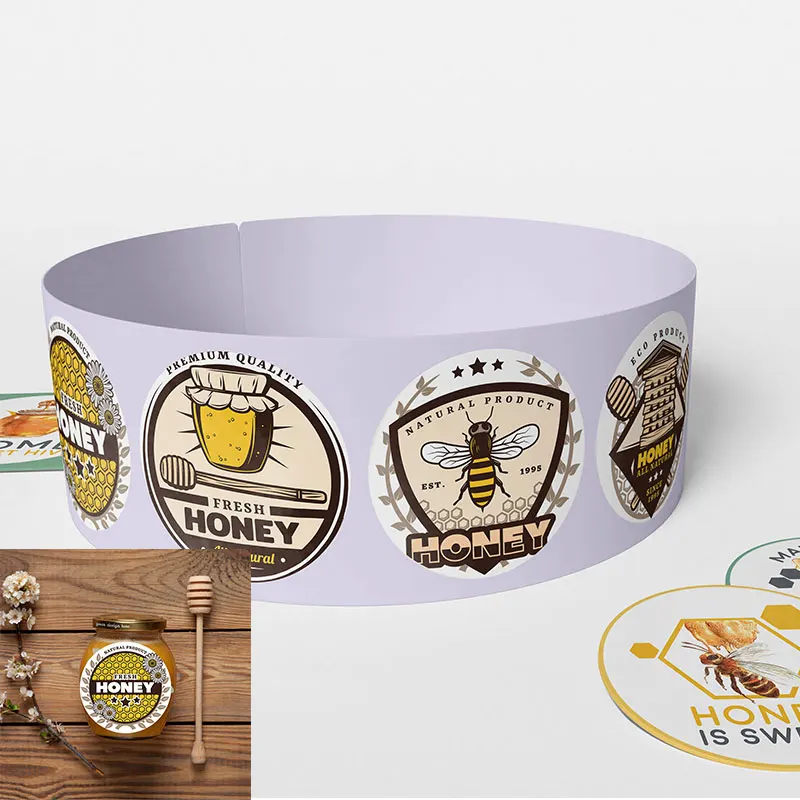 3.5cm/4.5cm Honey Jar Labels Honeycomb Bee Stickers Thanksgiving Day Circle Roll Seal Label Wedding Small Business Gift Tag