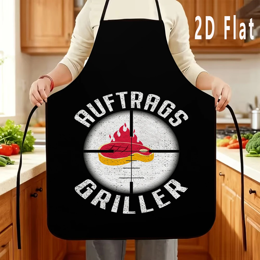 

Фартук с 2D-принтом в стиле гриль, 60x80 см, для кухни и столовой, для барбекю, прочный и легко моющийся, 1 шт.