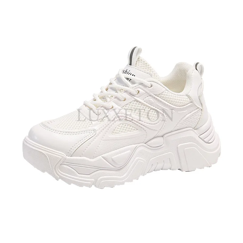 Matsuke Heel with Thick Sole and Mesh Surface for Breathability Height Increase Dad Shoes for Comfortable Women Sports Shoes