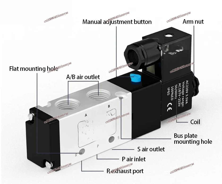 

Pneumatic Solenoid Valve 1/4 Inch 5 Way 2 Position Pneumatic Air Control 4V110 4V210-08 DC12V/24V/