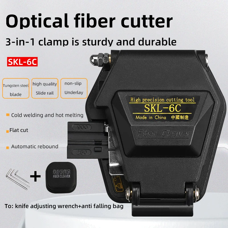 Fiber Cleaver SKL-6C Cable Cutting Knife FTTH Fiber Optic Knife Tools Cutter High Precision Cleaver 16 Point Blade