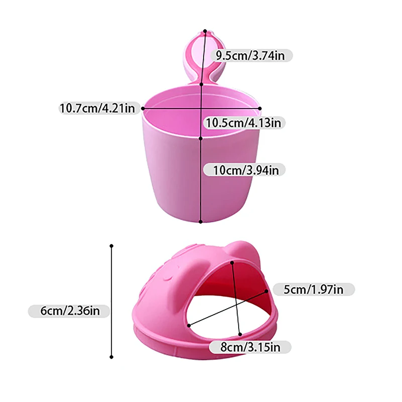 كوب استحمام للأطفال برسوم كرتونية لطيفة ، ألعاب استحمام للأطفال ، كوب شطف ، ملعقة غسل شعر بمقبض ، حمام