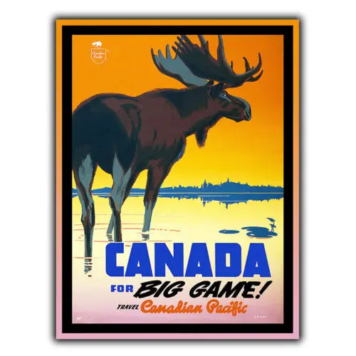 CANADA HUNTING METAL SIGN PLAQUE Vintage Retro Travel Holiday Advert poster