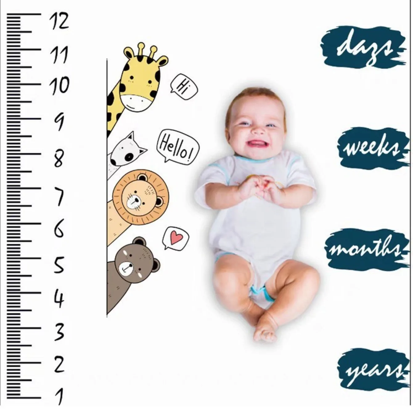 

Baby Milestone Monthly Photography Backdrop Shooting Prop Newborn Creative Number Photo Blanket