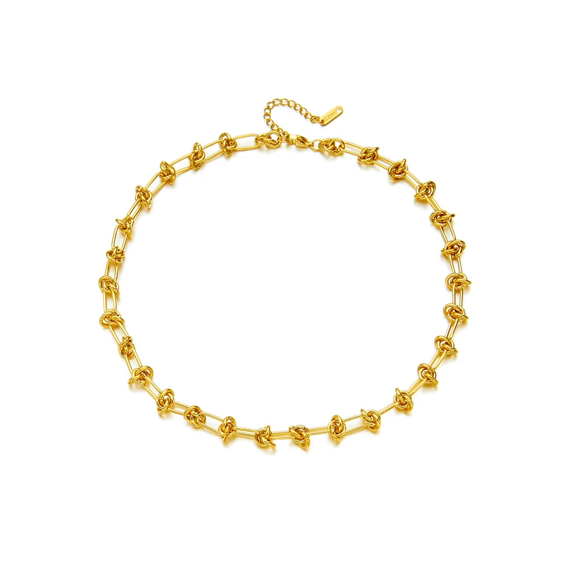 DIEYURO 316L Stainless Steel Vintage Gold Color Necklace For Women High Quality Rust Proof Link Chain Fashion Girls Party Gift