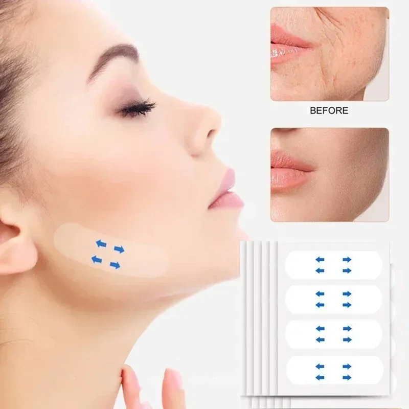 40 Uds pegatinas faciales de elevación parches faciales finos transparentes invisibles herramientas de elevación cinta adhesiva para arrugas faciales en forma de V