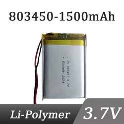 3.7V 1500mAh 803450 Li-polimer ph2. 0 2P wtyczka 1A prąd pracy/rozładowania o dużej pojemności awaryjna lekka bateria litowo-jonowy