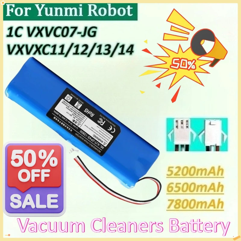 

New 14.4V 5200mAh 6500mAh 7800mAh Lithium Batteries for Yunmi 1C Robot Vacuum Cleaners in The VXVXC11/12/13/14 VXVC07-JG Series