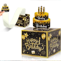 OurWarm-Caja de regalo de efectivo para cumpleaños, Clip de dinero negro, decoración de pastel de cumpleaños, sorpresa divertida, nuevo