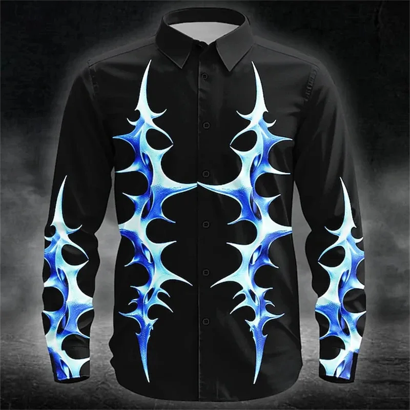 

Autumn New Men's Cool Exquisite Textured Printed Shirt Fashionable 3D Printed Shirt Men's Casual Long-sleeve Street Shirt