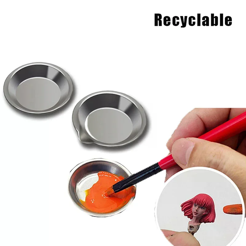 

2/6Pcs Stainless Steel Painting Color Bowls Oil Paint Trays Paint Color Mixing Cups Color Mixer Painting Tools