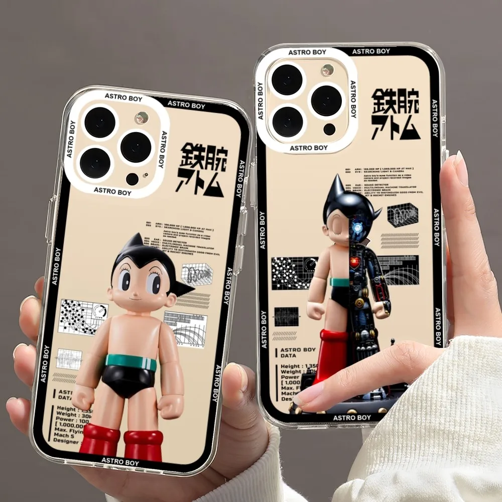 Astro Boy Cartoon Phone Case For iPhone 11 12 Mini 13 14 Pro Max Transparent Shell