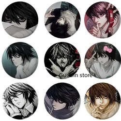 58mm New Anime Death Note Enamel Pins Handmade Round Brooch L Killer Yagami Light Cartoon Character Brooch Badge Backpacks Gifts