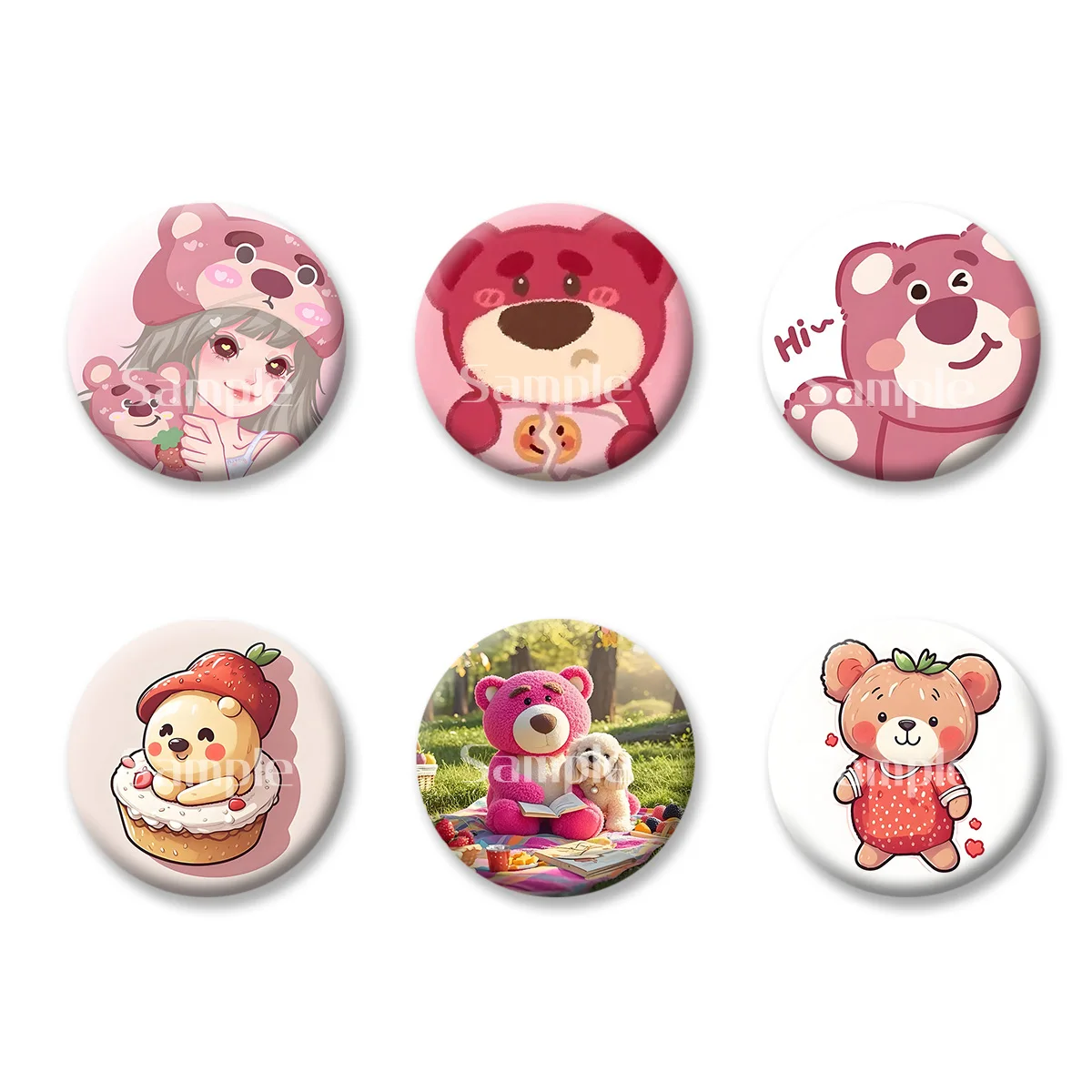 

Toy Story Lotso Cute Bear Flash Badge Keychains Makeup Mirror Fridge Magnet ACG Goods Anime Cartoon Peripherals Birthday Gift