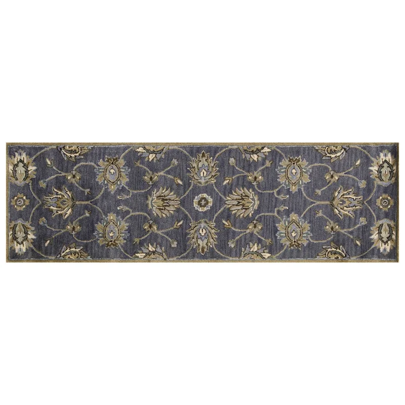 Carpet Decorative7' Midnight Blue Hand Tufted Wool Traditional Floral Indoor Runner Rug  Living Room Carpet Bedroom Decor