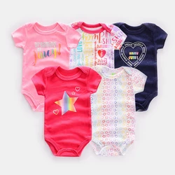 Ircomll 5 Pairs/lot Baby Boy Girl Clothes Newborn Infant Short Sleeve Cotton Bodysuits for Babies Baby Girl Set Baby Costume