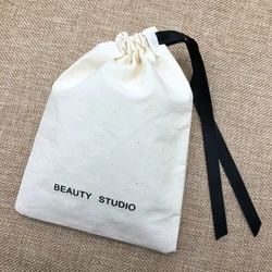 50PCS Cotton Gift Pouch Jewelry Bags Packaging Cosmetic Candy Wedding Party Makeup Drawstring Sachet Wrapping Supplly Print Logo