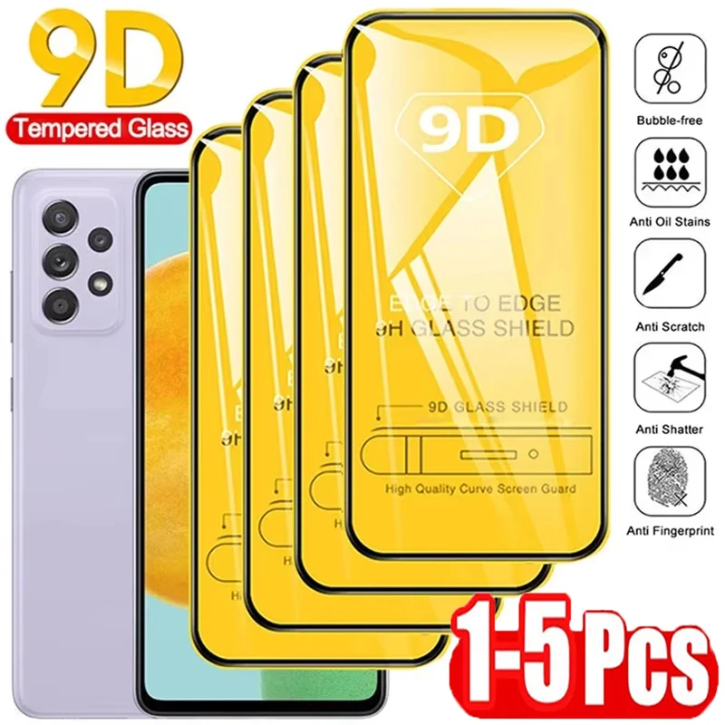 1-5PCS 9D Tempered Glass For Samsung S25 Ultra S24 A57 A36 A26 A37 A17 A56 A55 A07 A35 A16 A34 A15 A06 A05 A53 Screen Protector