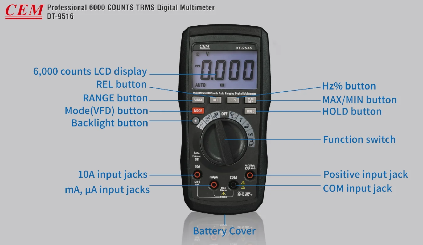 CEM DT-9516 Multimetri digitali professionali a vero RMS