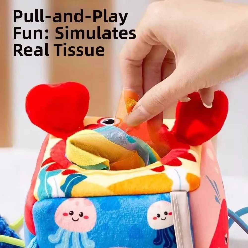 Criativo bebê animal chocalhos macio em forma de caranguejo recheado sensorial distorcido espelho desenvolvimento visual bebê puxar corda