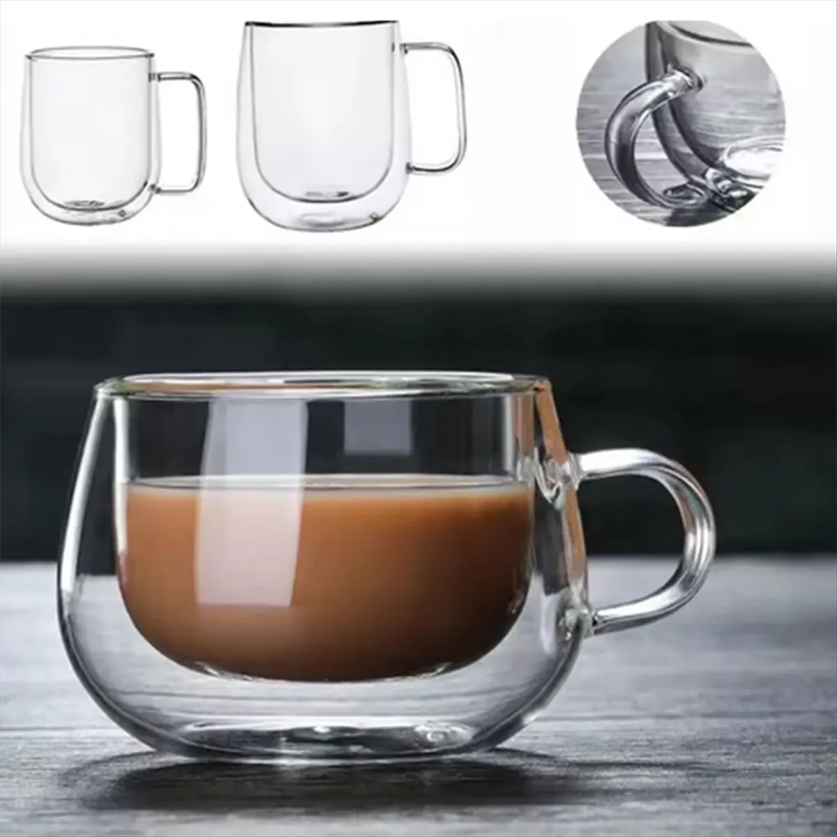 A013 Double Wall Glass TeaCup Transparent Coffee Milk Water Mug High Borosilicate Teaware Drinkware Kitchen 350ml