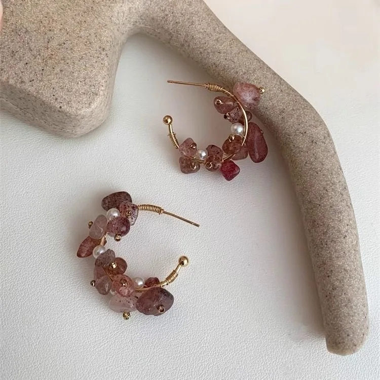 Luxury with a touch of elegance Temperament Beach vacation style Individuality  Simplicity Pink Geometry Circle Alloy Earrings