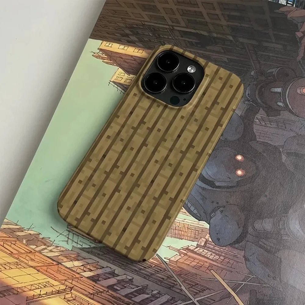 Pixel Block Cartoon Game Phone Case for iPhone 16 15 14 13 12 11 Pro Max XS XR XSMax 6 7 8 Plus Glossy HD Hard PC Cover
