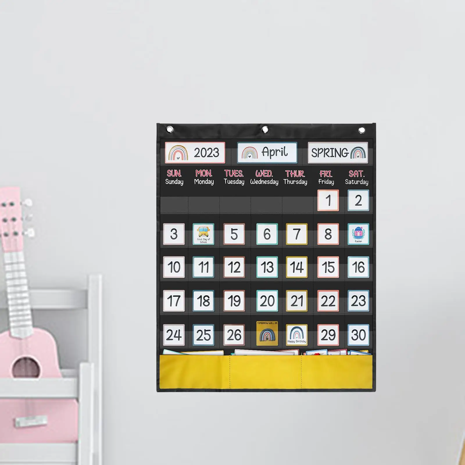 Classroom Monthly Calendar Pocket Chart Preschool Festival Calendar for Kids