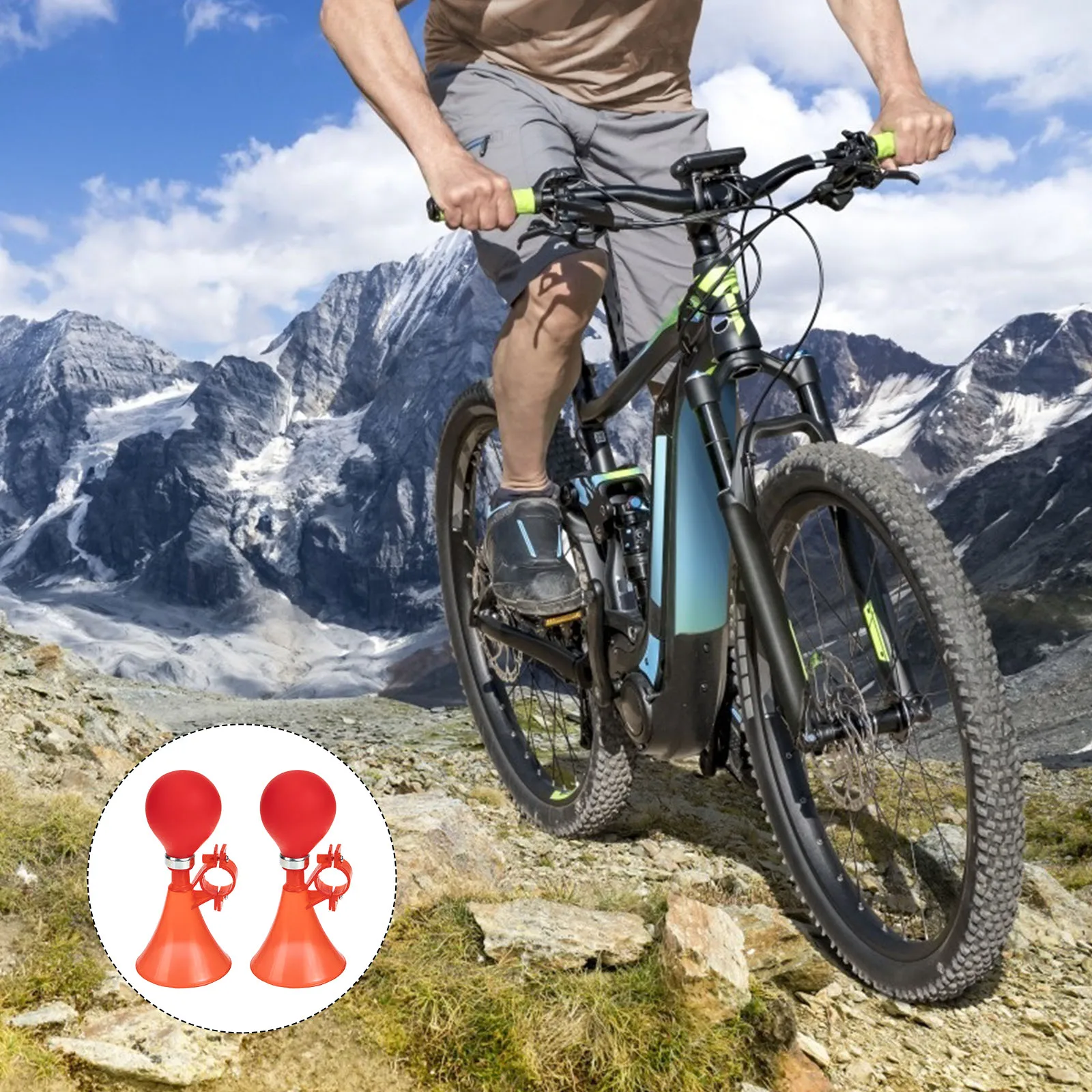 

ibasenice 2pcs Air Horn Loud Handlebar Bell for Bike Plastic Red Colorful Bikes