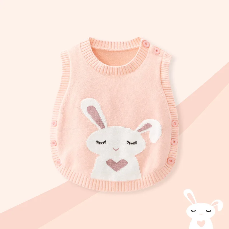 

Girl's Knitted Vest 2025 Spring and Autumn Fashion Style Baby Girls Sleeveless Vest 1-4 Years Solid Color Waistcoat Baby Tops