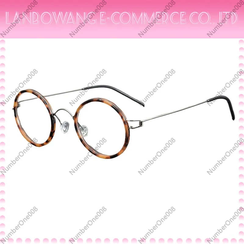 

Screwless Ultra Light Vintage Round Metal Glasses Frame Danish Designer Acetate Prescription Eyeglasses for Men Women