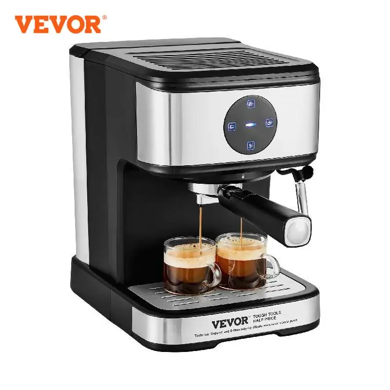 VEVOR mesin Espresso 15 Bar, pembuat kopi dan Espresso dengan tongkat pengocok susu mesin Latte semi-otomatis profesional