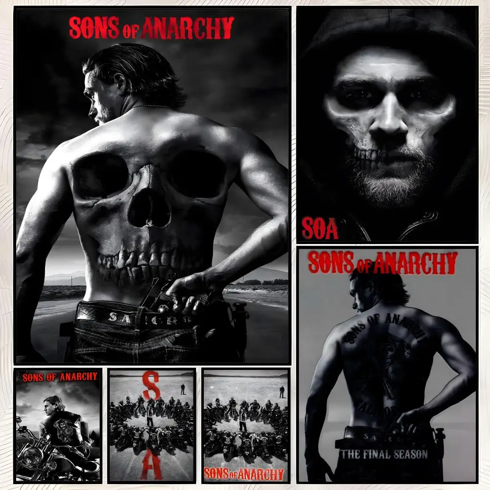 Show S-Sons of Anarchy Poster Self-Stick HD PVC Wall Art Poster, Waterproof Decor for Bedroom, Living Room and Home