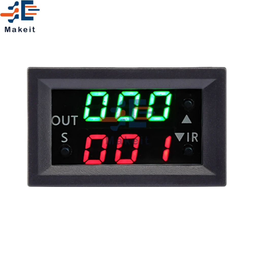 T2401-O/N DC 12V Modul Relay Penunda Waktu Tunda Dual-Display Relay Waktu Digital Langsung/Output Pasif Mini Led Timer Digital