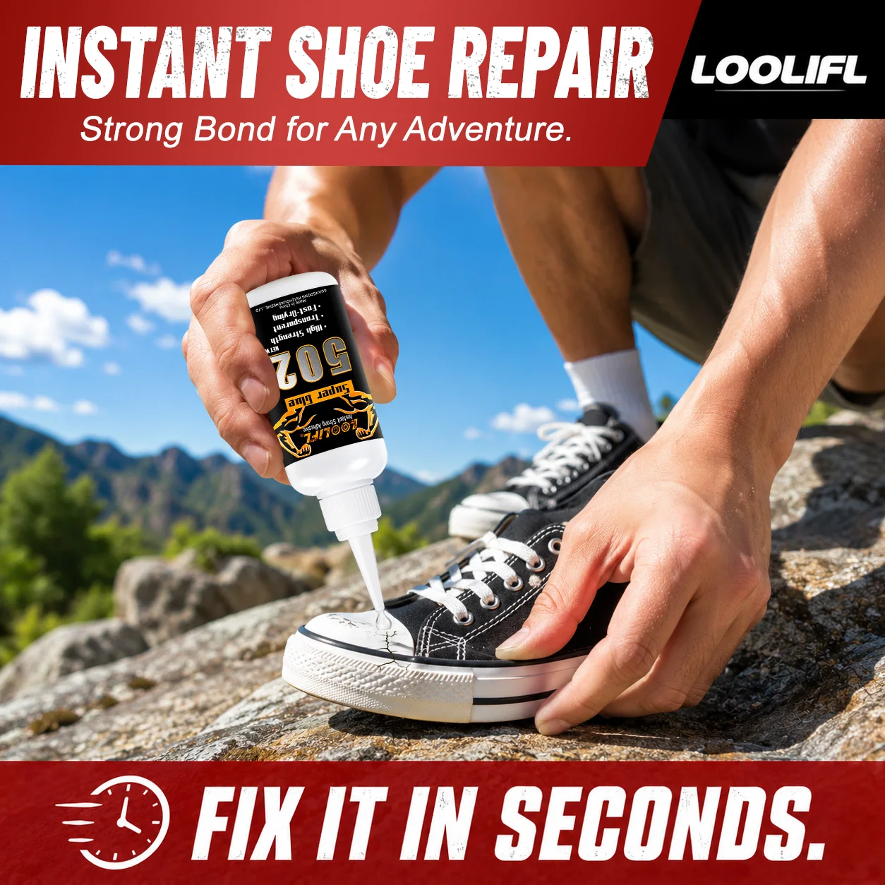 Loolifl 502 Superkleber, sofortiger, starker Klebstoff für die Schuhreparatur, schnell trocknender Flüssigkleber für verschiedene Materialien, für Metall, Gummi, Holz, Glas