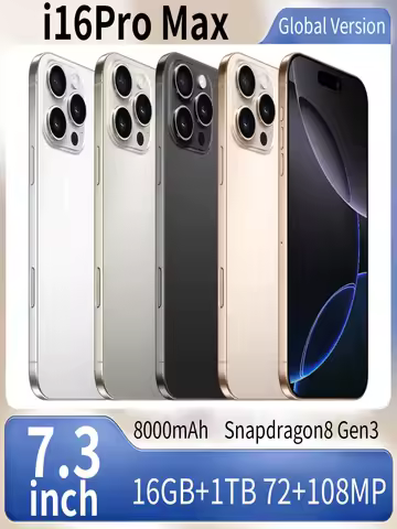 HOT i16 Pro Max Original Intelligent 5g Dual Card Android14 System Global Version 6800mah Battery Facial Recognition Function