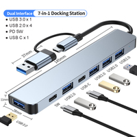 Multi-Function USB-C Dock with Ethernet, 7-in-1 Hub for Home Office Business Travel, Laptop Adapter with USB PD