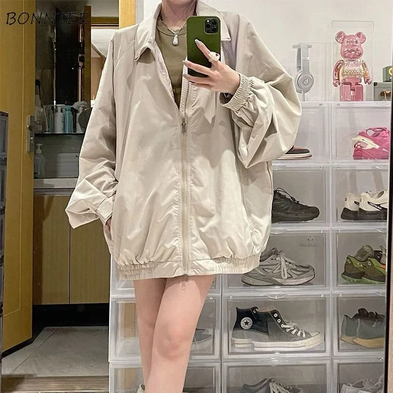 

Jackets Women Boyfriend Female Autumn Ulzzang Baggy Design Student College Streetwear Ins Casual All-match Unisex Outwear Solid