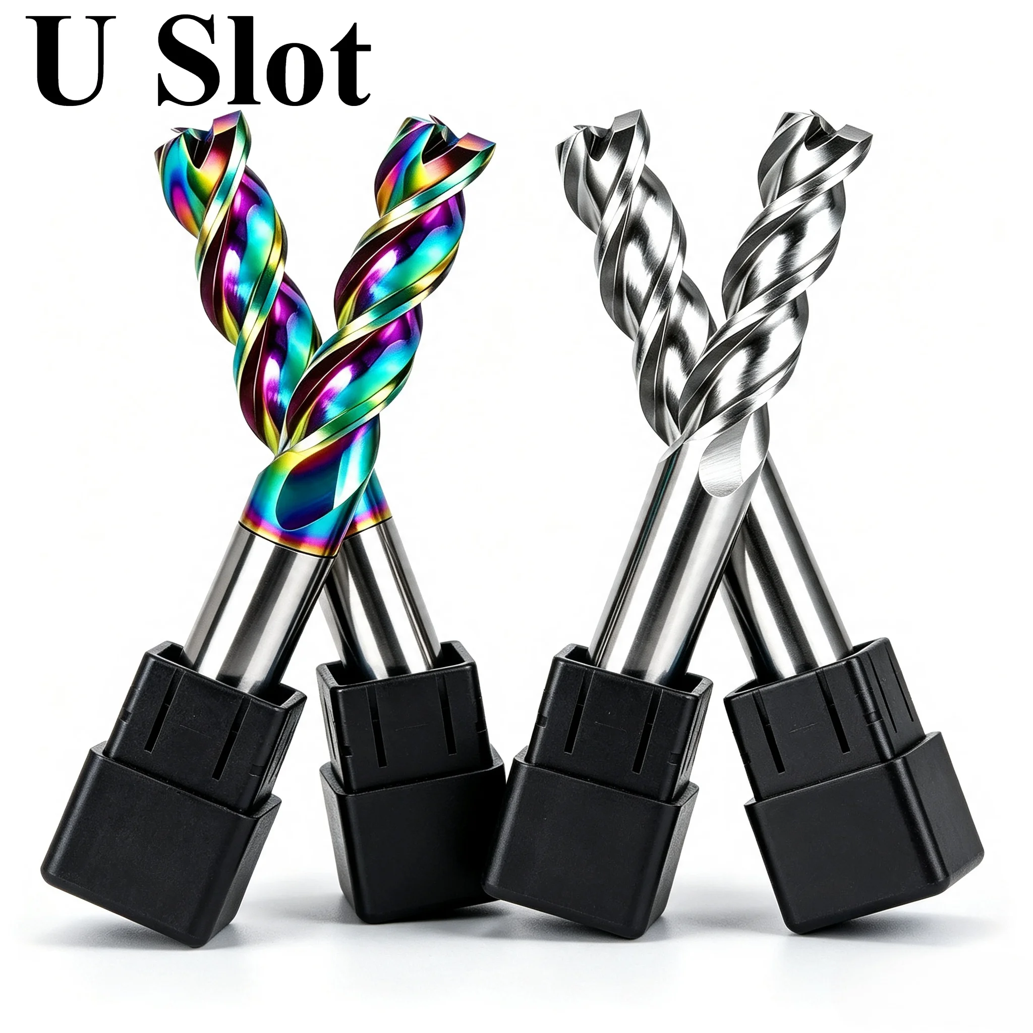 DLC Color Aluminum Milling Cutter Coated Carbide End Mill with Extended U-Groove High-Efficiency 3 Flute Tungsten Steel CNC Tool